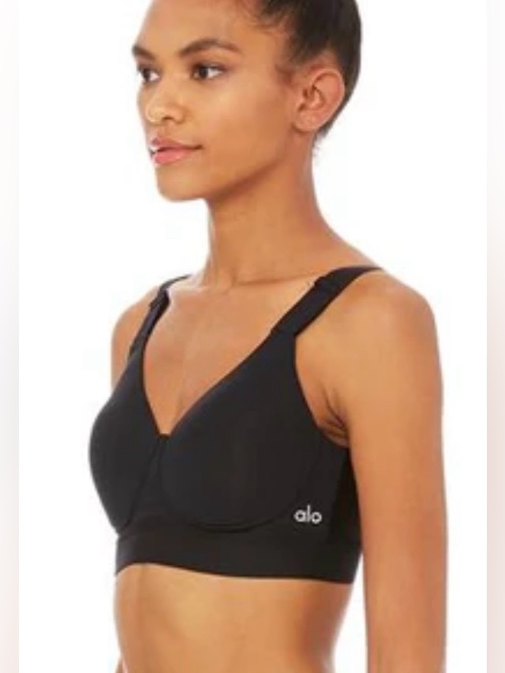 ALO Yoga Heroine Bra Black V-Neck Sports Bra Size 36C